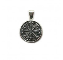 PE001400 Genuine sterling silver pendant viking symbol Vegvisir solid hallmarked 925